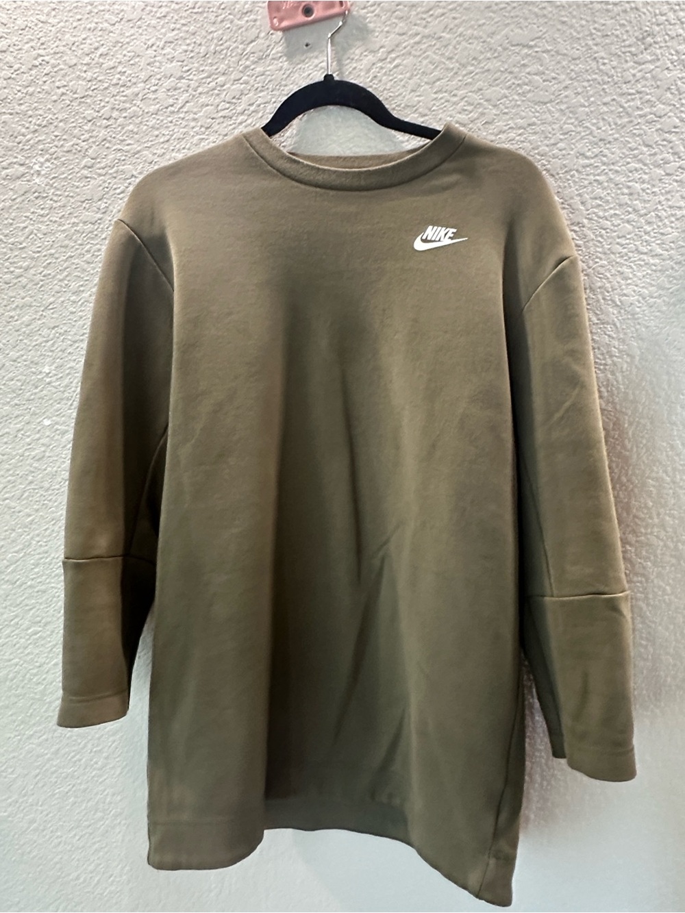 Nike Olive Green Crew Sweater Dress with White Logo